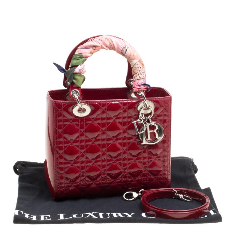 Dior Red Leather Medium Lady Dior Tote 4
