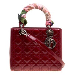 Dior Red Leather Medium Lady Dior Tote