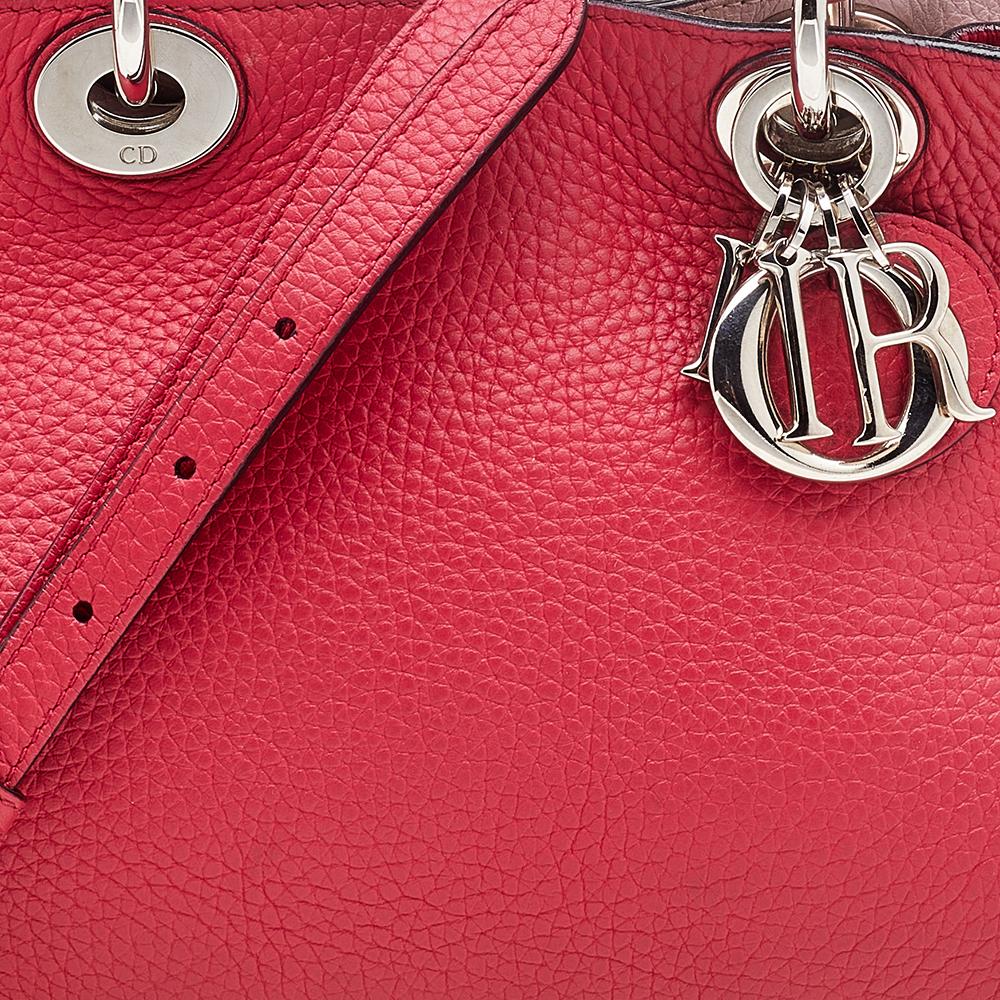 Dior Red Leather Mini Diorissimo Tote 7