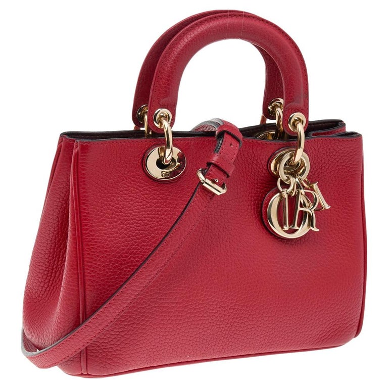 Dior Red Leather Mini Diorissimo Tote For Sale at 1stDibs