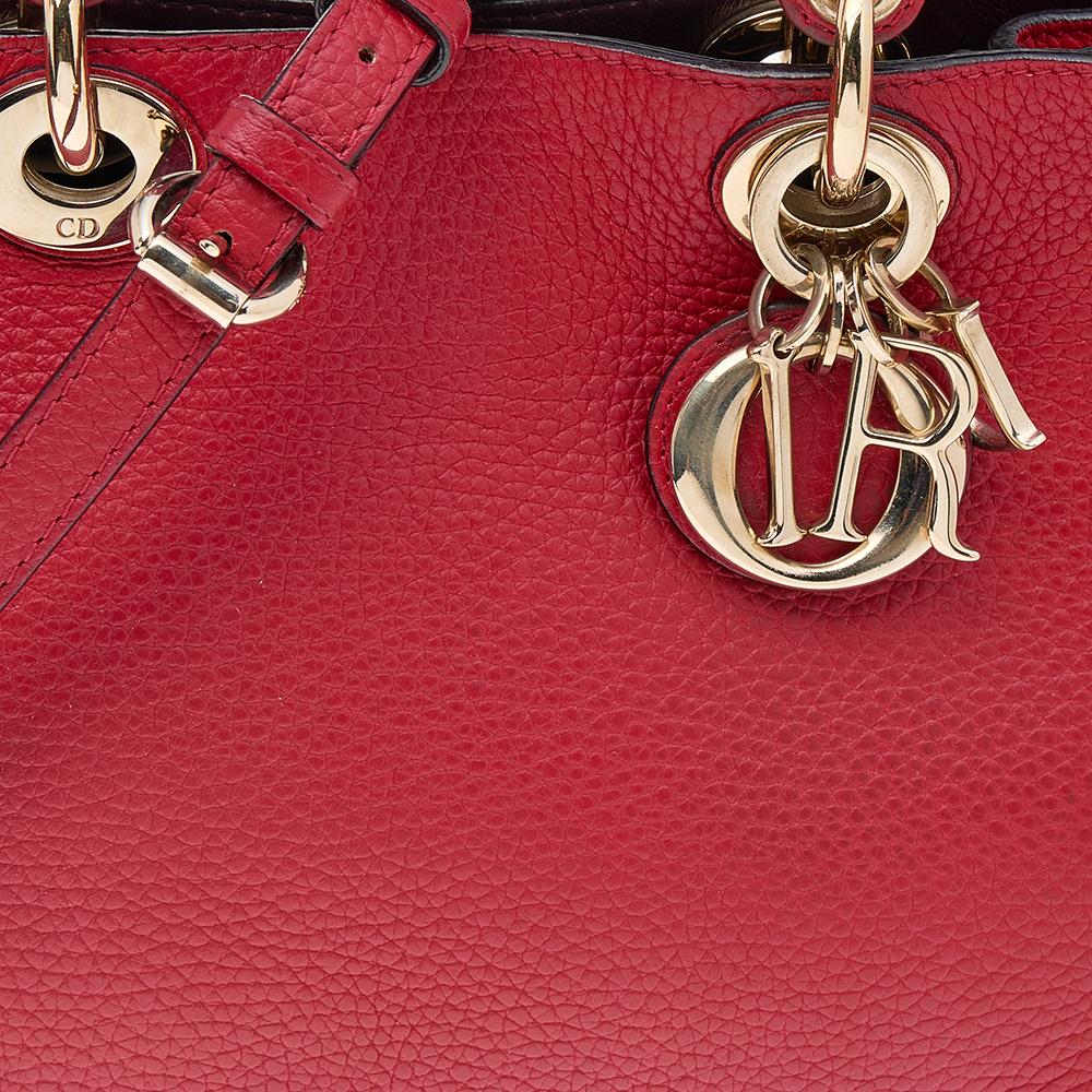 Women's Dior Red Leather Mini Diorissimo Tote