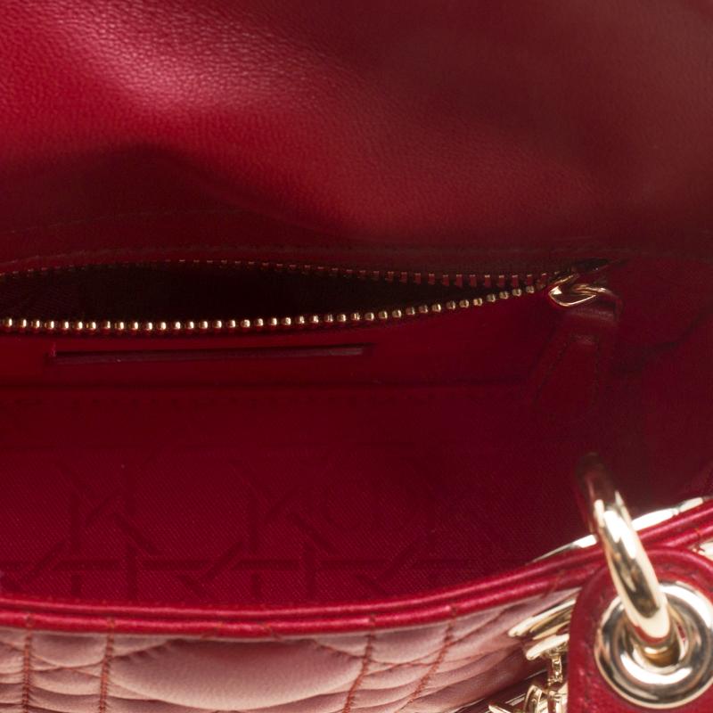 Dior Red Leather Mini Lady Dior Top Handle Bag 1