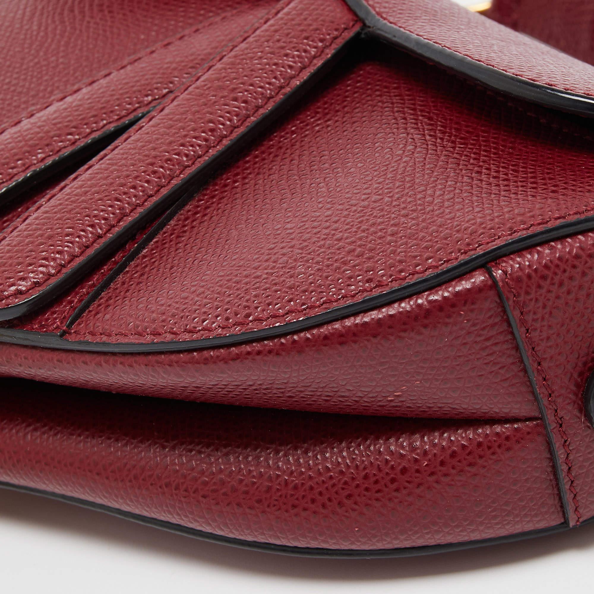 Dior Red Leather Mini Saddle Bag For Sale 8