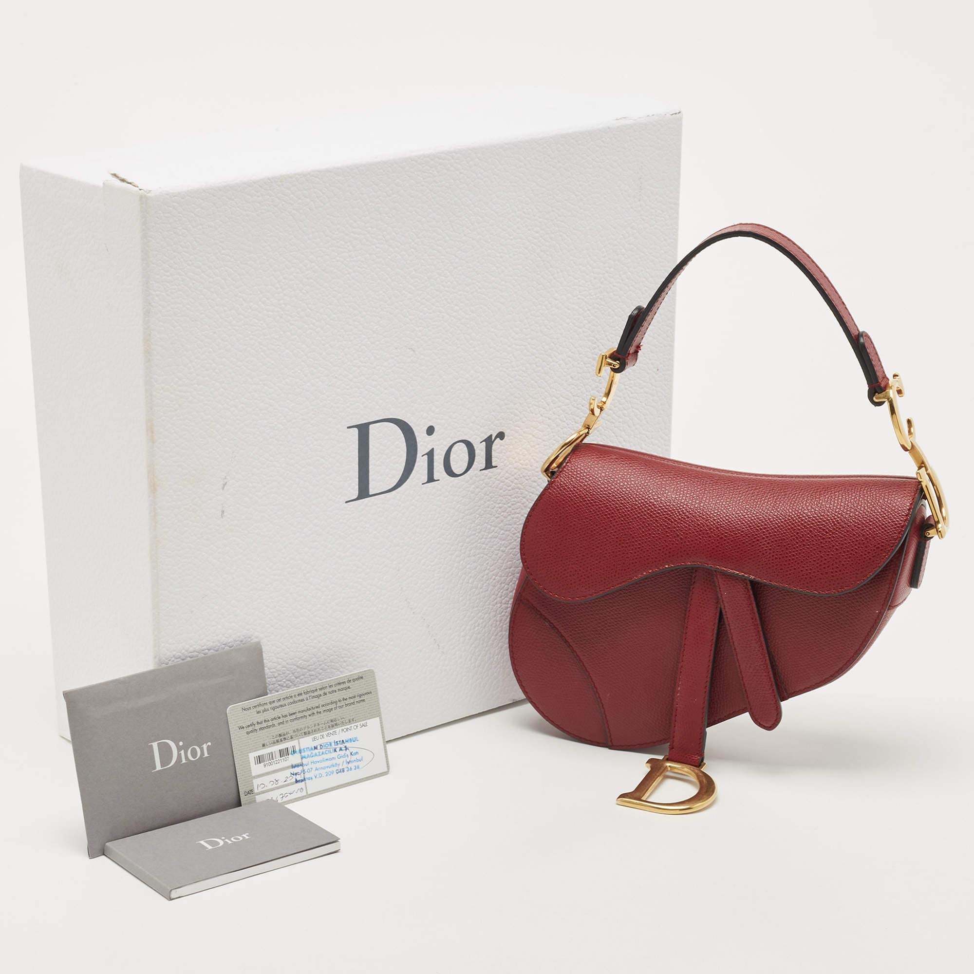 Dior Red Leather Mini Saddle Bag 12