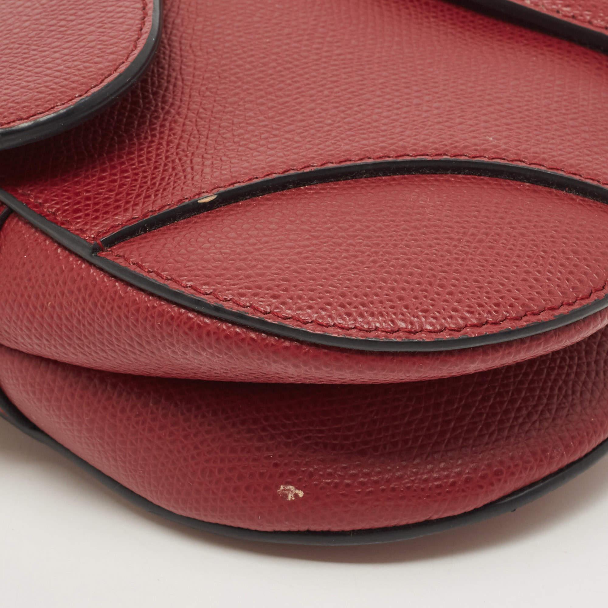 Dior Red Leather Mini Saddle Bag 1