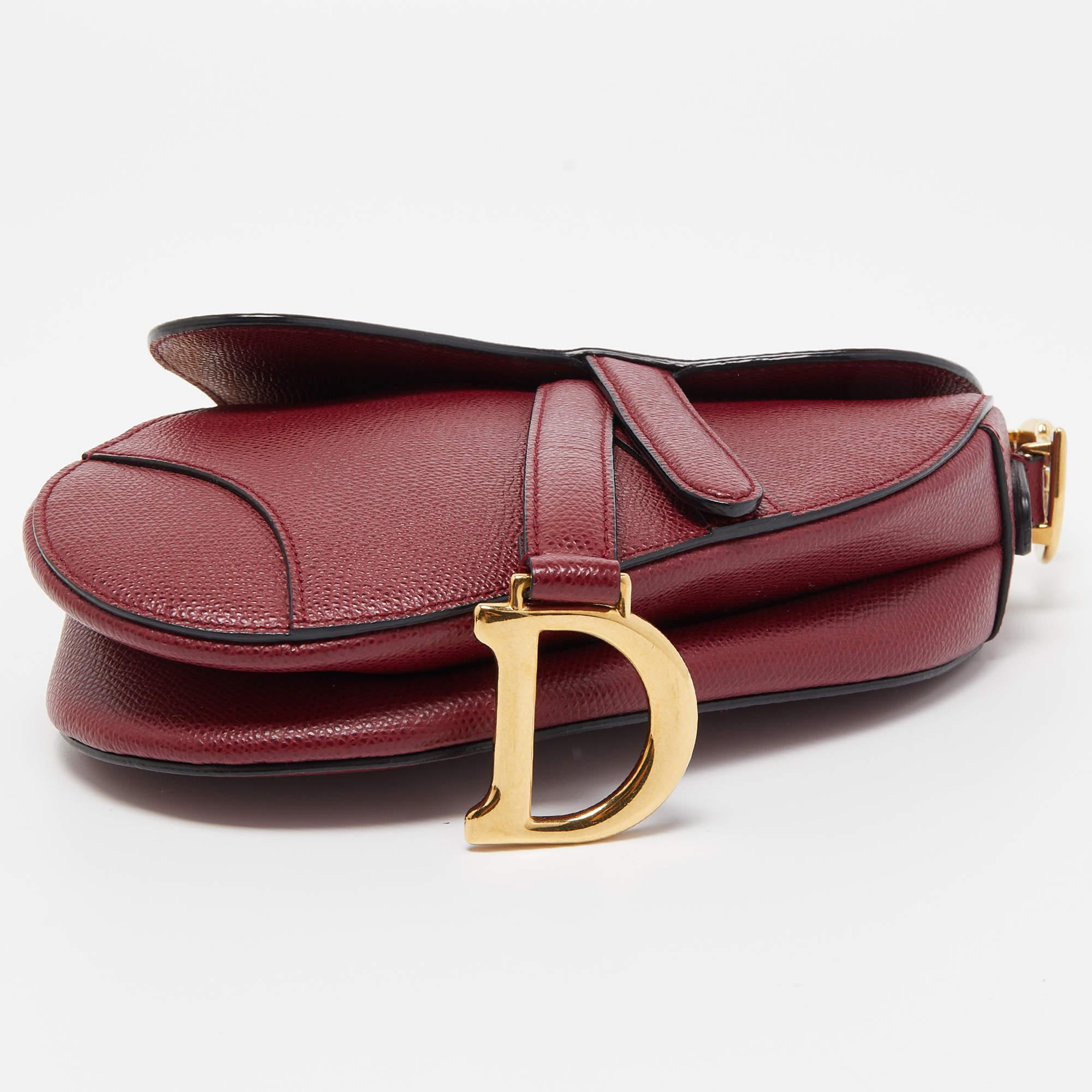 Dior Red Leather Mini Saddle Bag For Sale 2