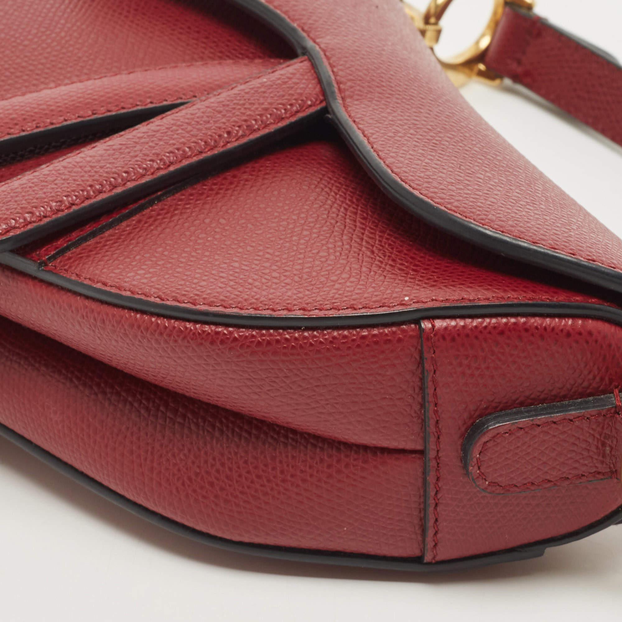 Dior Red Leather Mini Saddle Bag 2