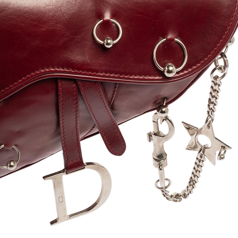 Dior Red Leather Saddle Piercing Bag 4