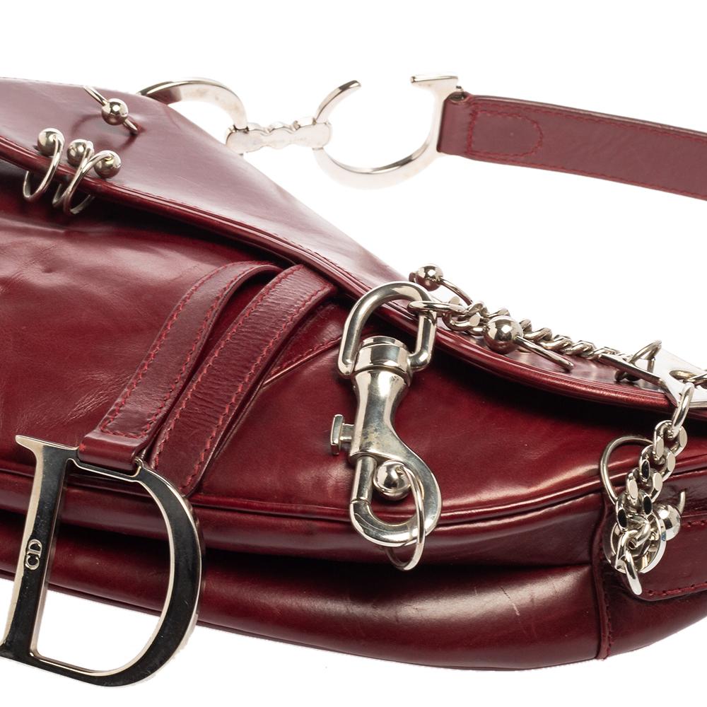 Women's Dior Red Leather Saddle Piercing Bag