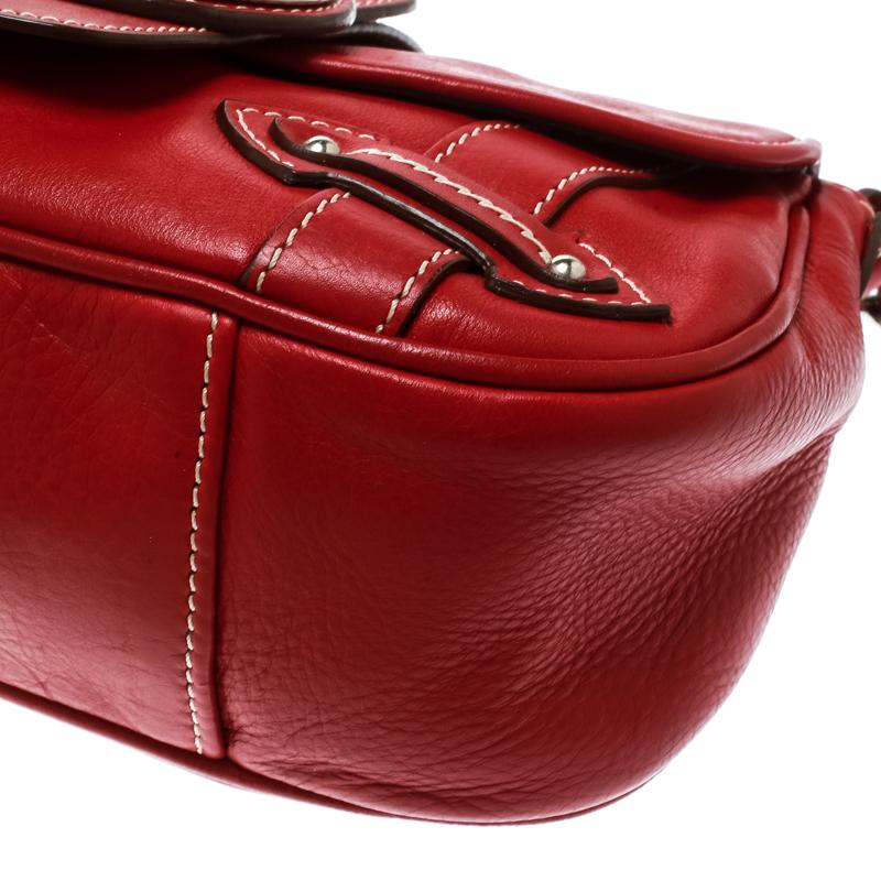 Dior Red Leather Shoulder Bag 5