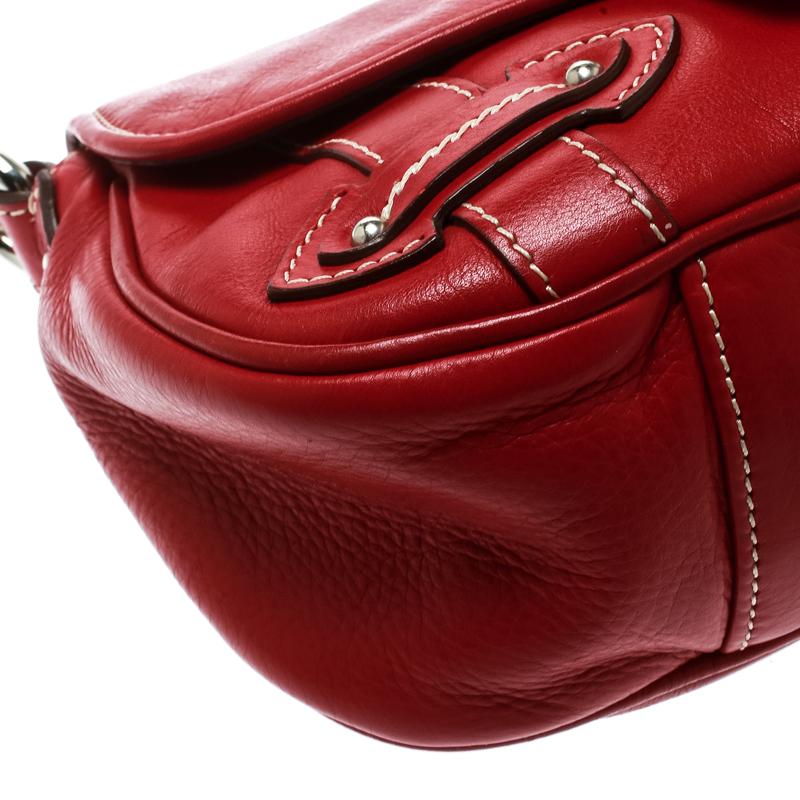 Dior Red Leather Shoulder Bag 6