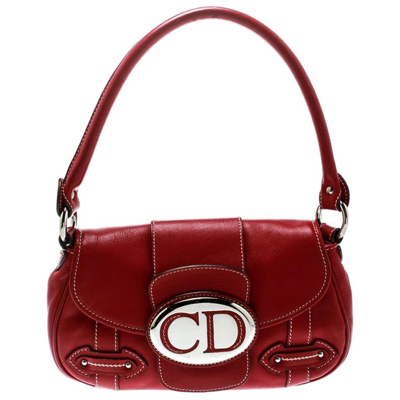 Dior Red Leather Shoulder Bag