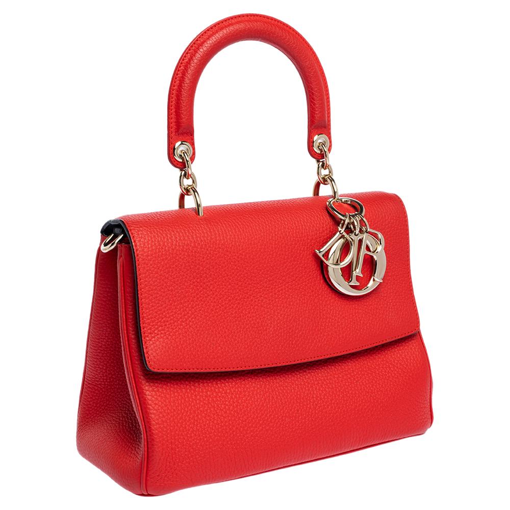 Women's Dior Red Leather Small Be Dior Flap Bag