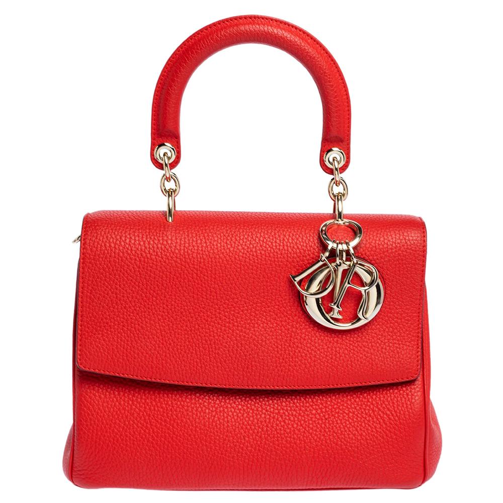 Dior Red Leather Small Be Dior Flap Bag