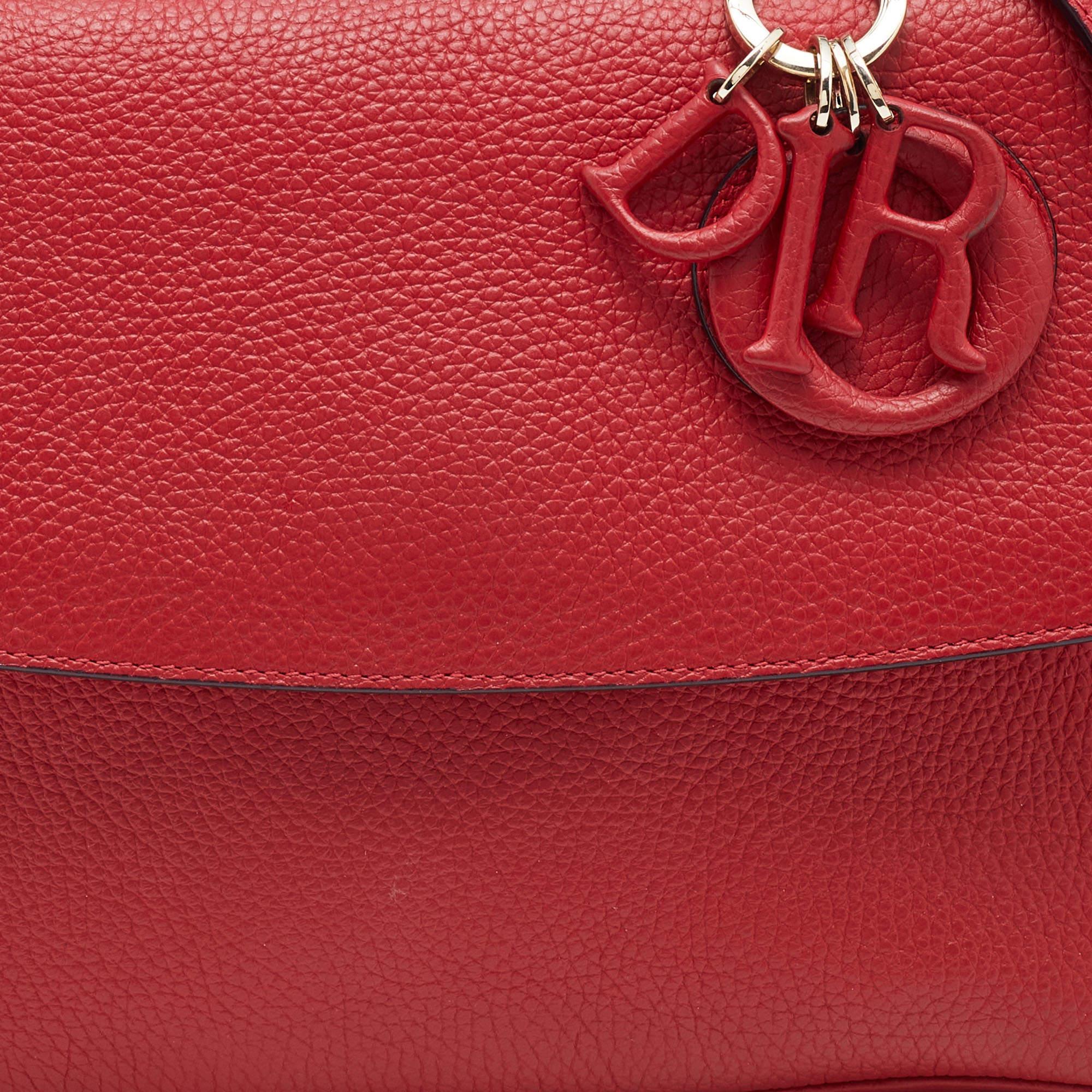 Dior Red Leather Small Be Dior Flap Top Handle Bag 6