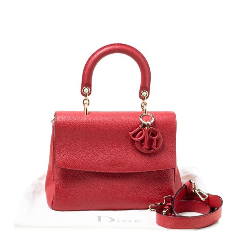 Dior Red Leather Small Be Dior Flap Top Handle Bag For Sale at 1stDibs
