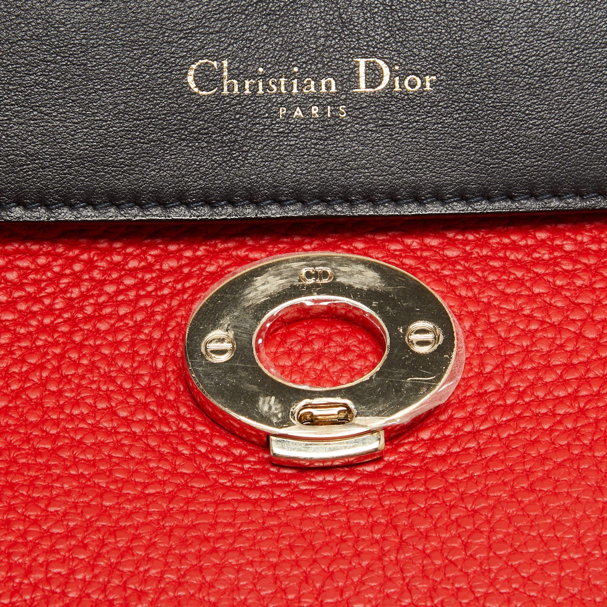 Dior Red Leather Small Be Dior Flap Top Handle Bag For Sale 8