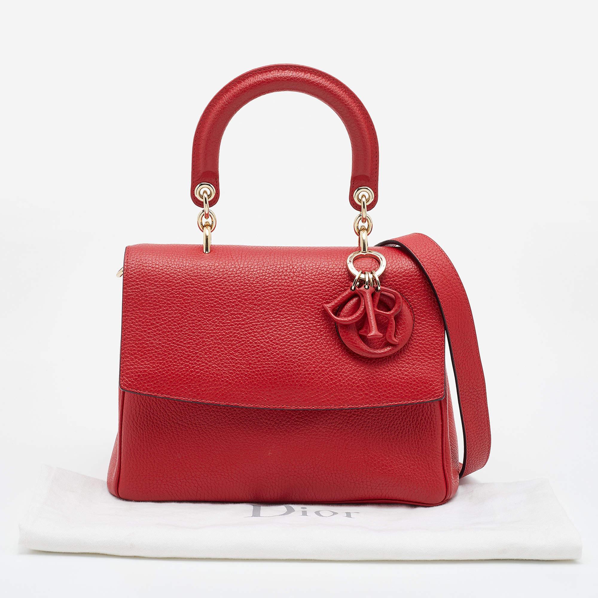 Dior Red Leather Small Be Dior Flap Top Handle Bag 9