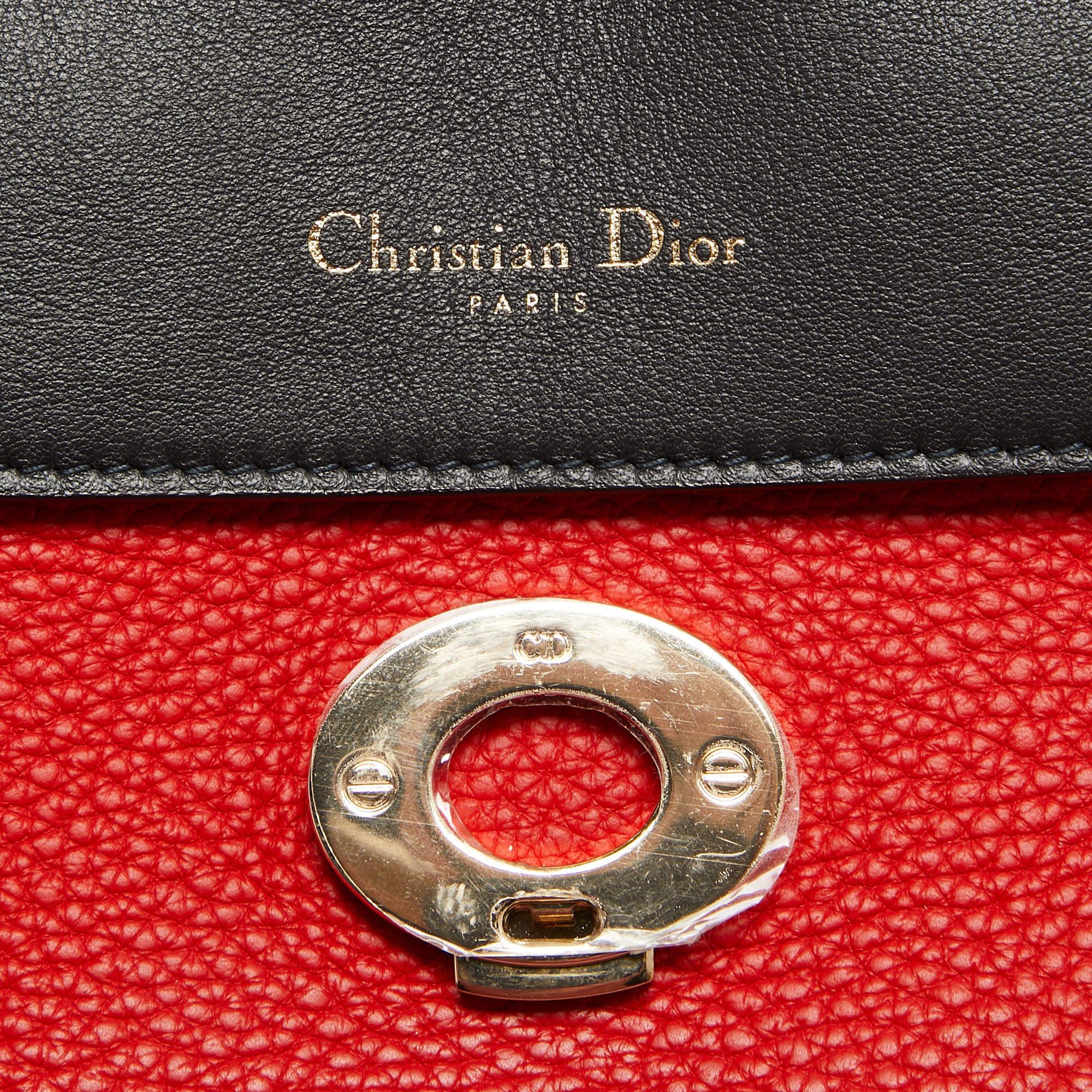 Dior Red Leather Small Be Dior Flap Top Handle Bag For Sale 13