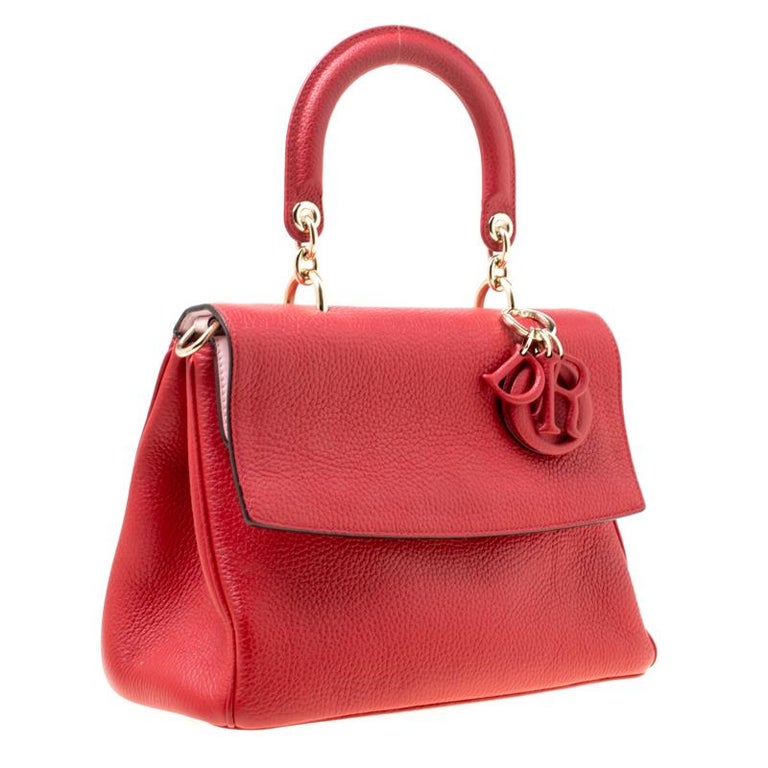 Dior Red Leather Small Be Dior Flap Top Handle Bag For Sale at 1stDibs