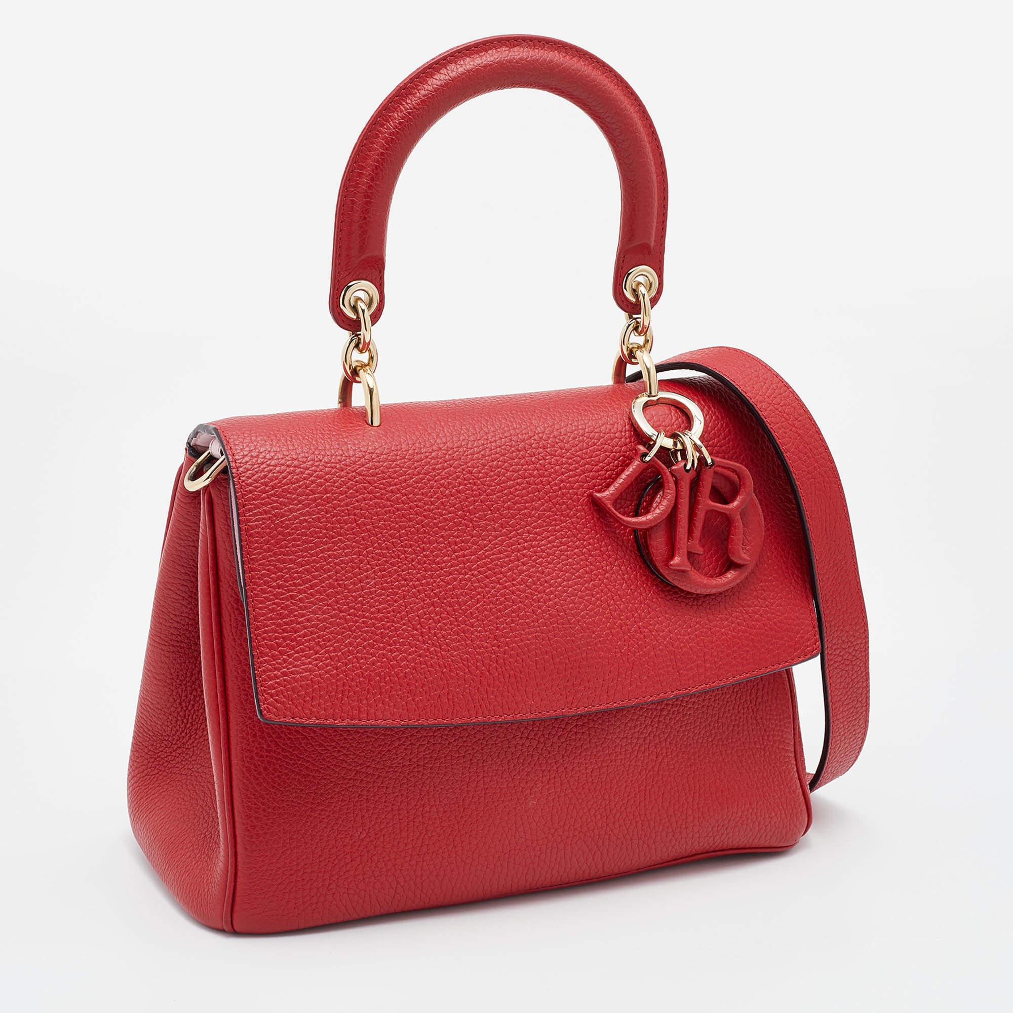 Dior Red Leather Small Be Dior Flap Top Handle Bag 2