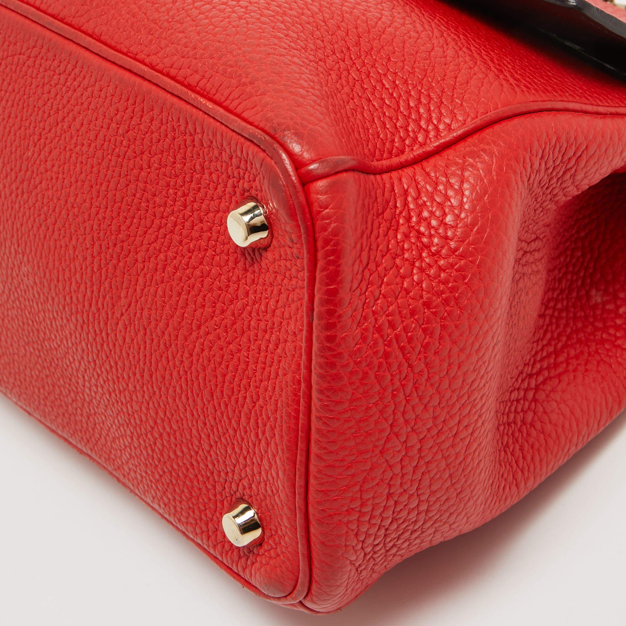 Dior Red Leather Small Be Dior Flap Top Handle Bag For Sale 3
