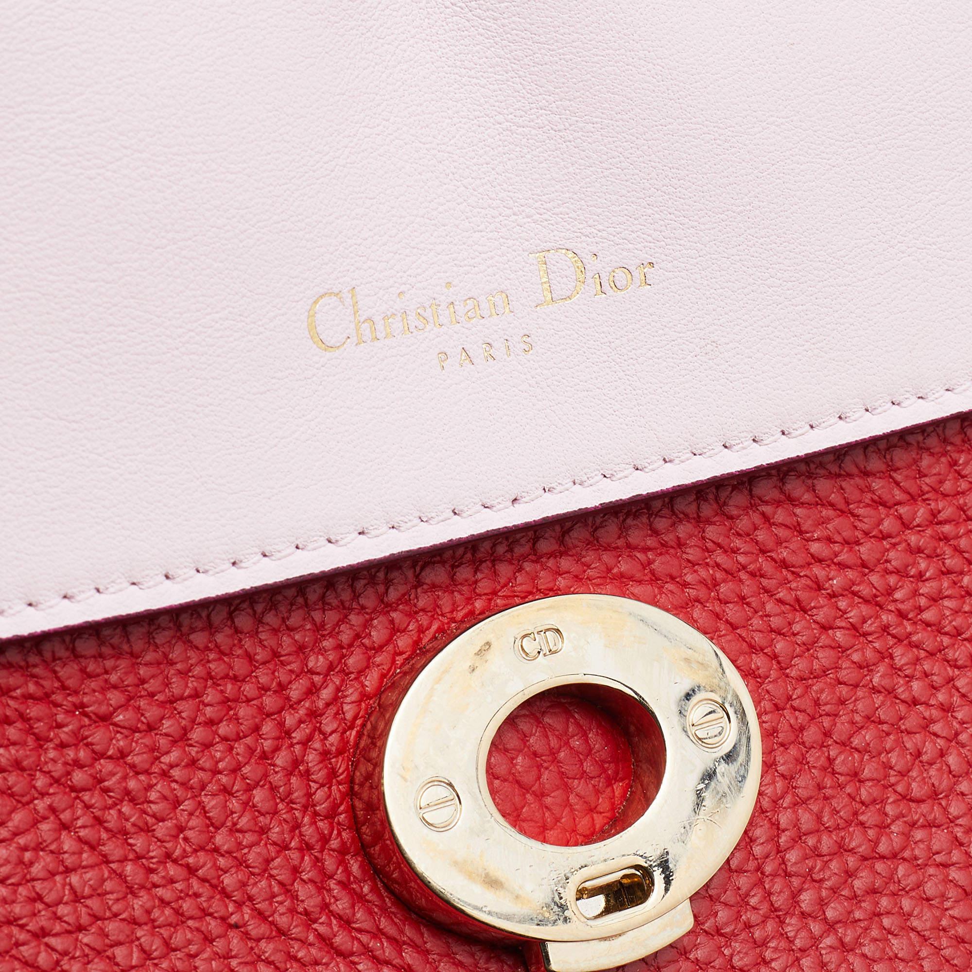 Dior Red Leather Small Be Dior Flap Top Handle Bag 4