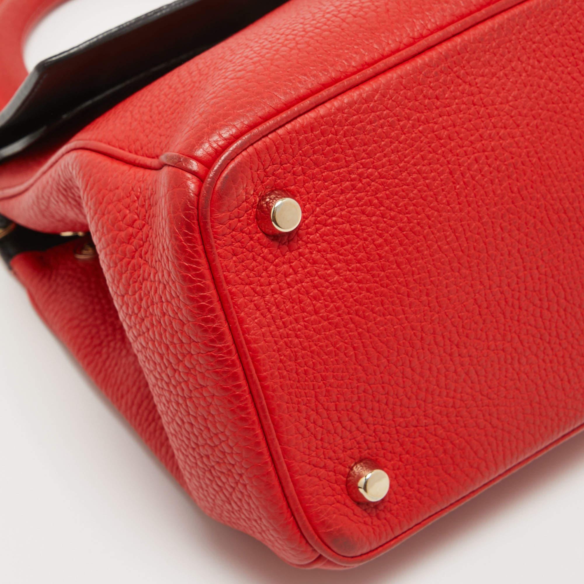 Dior Red Leather Small Be Dior Flap Top Handle Bag For Sale 4