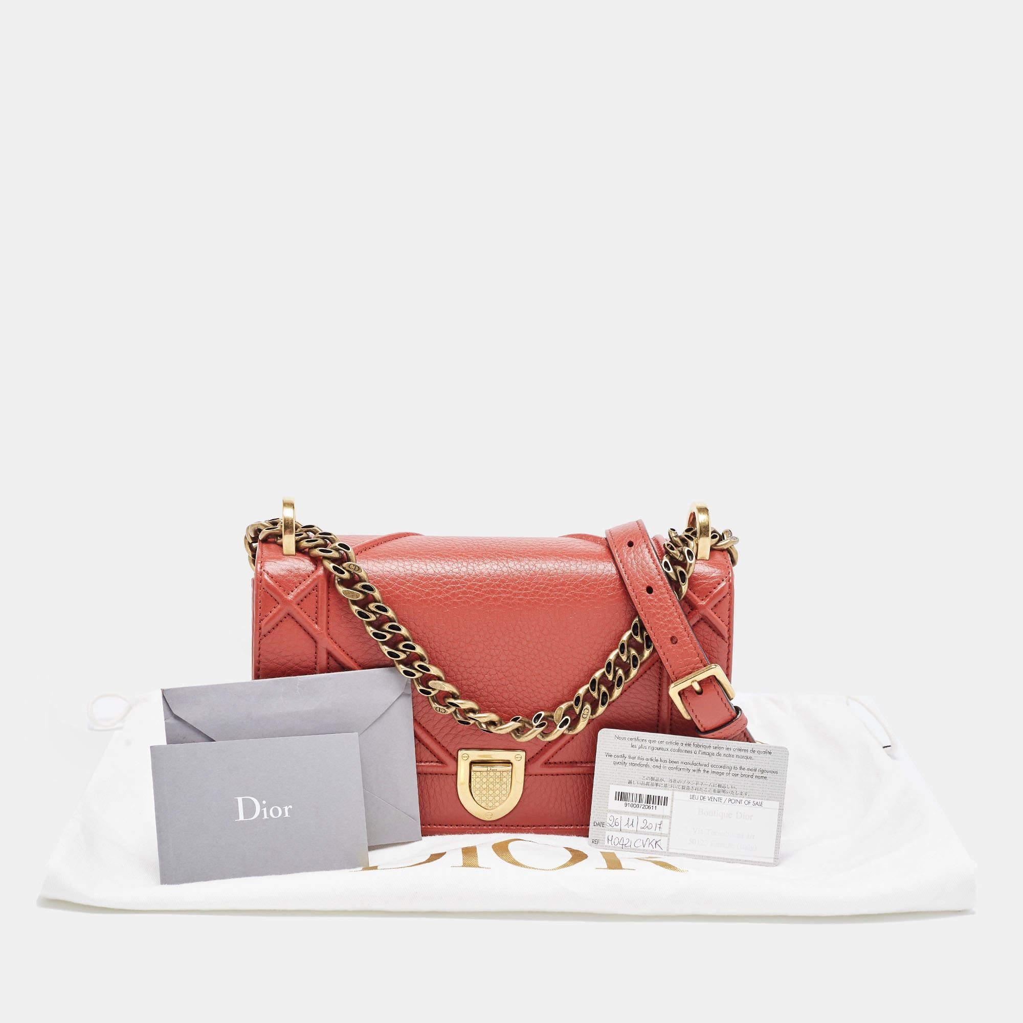 Dior Red Leather Small Diorama Shoulder Bag 13
