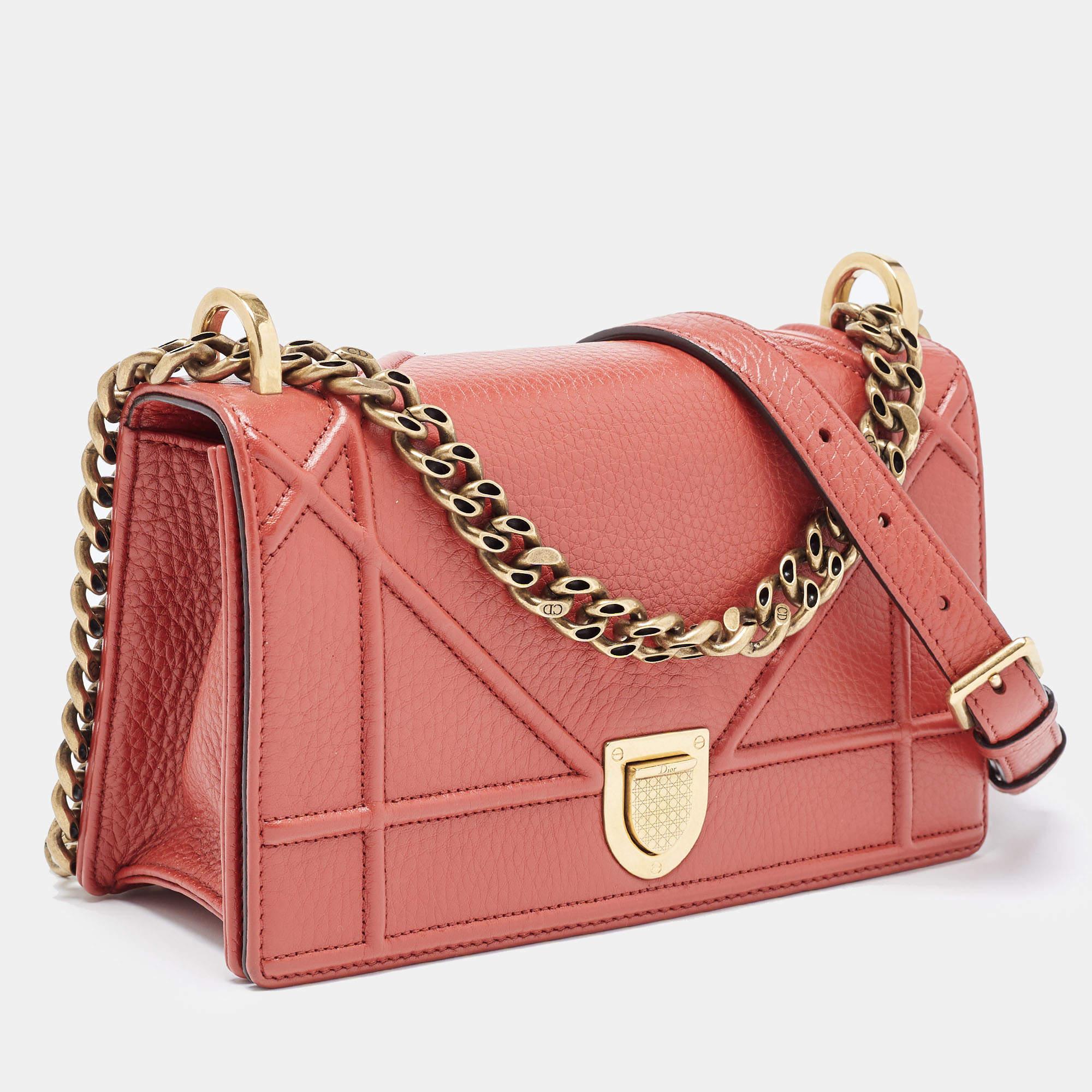 Women's Dior Red Leather Small Diorama Shoulder Bag