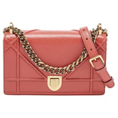 Dior Red Leather Small Diorama Shoulder Bag