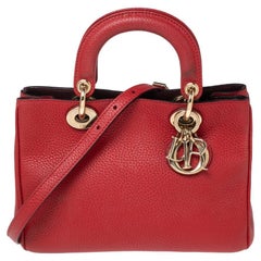 Dior Red Leather Small Diorissimo Tote