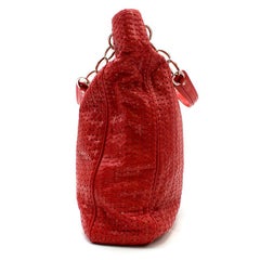 Dior Red Leather Woven Shopping Tote