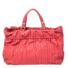 Dior Red Lipstick Cannage Leather Delices Gaufre Tote