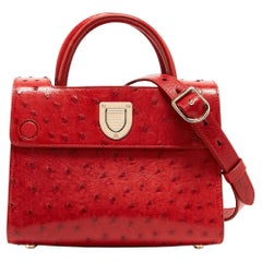 Dior Rote Straußenleder Mini Diorever Tragetasche