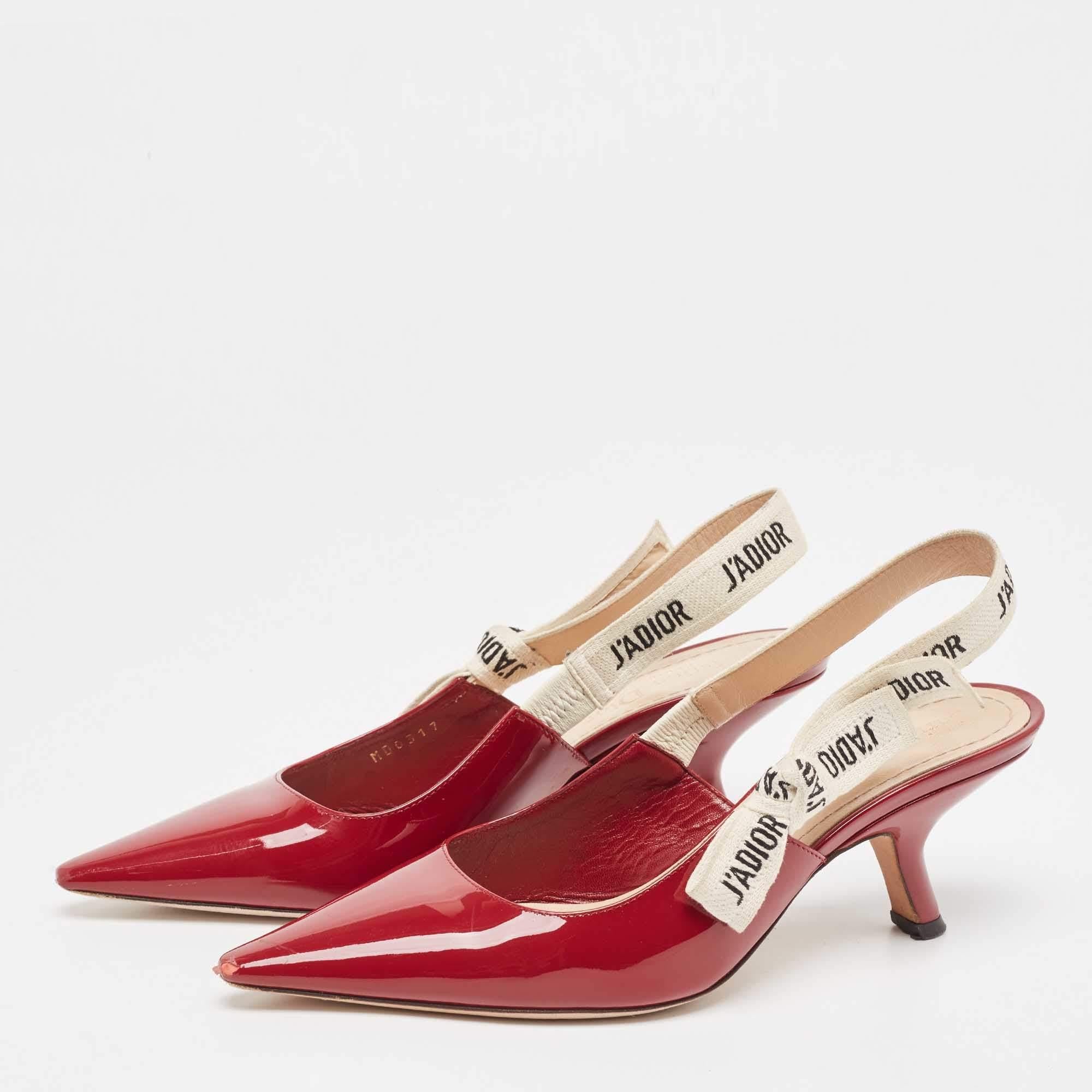 Women's Dior Red Patent J'Adior Slingback Pumps Size 36 For Sale