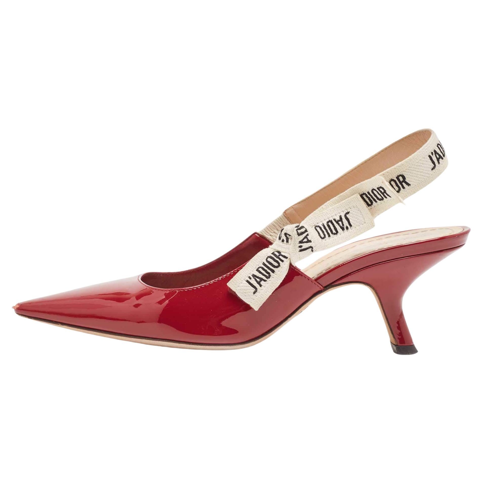 Dior Red Patent J'Adior Slingback Pumps Size 36 For Sale