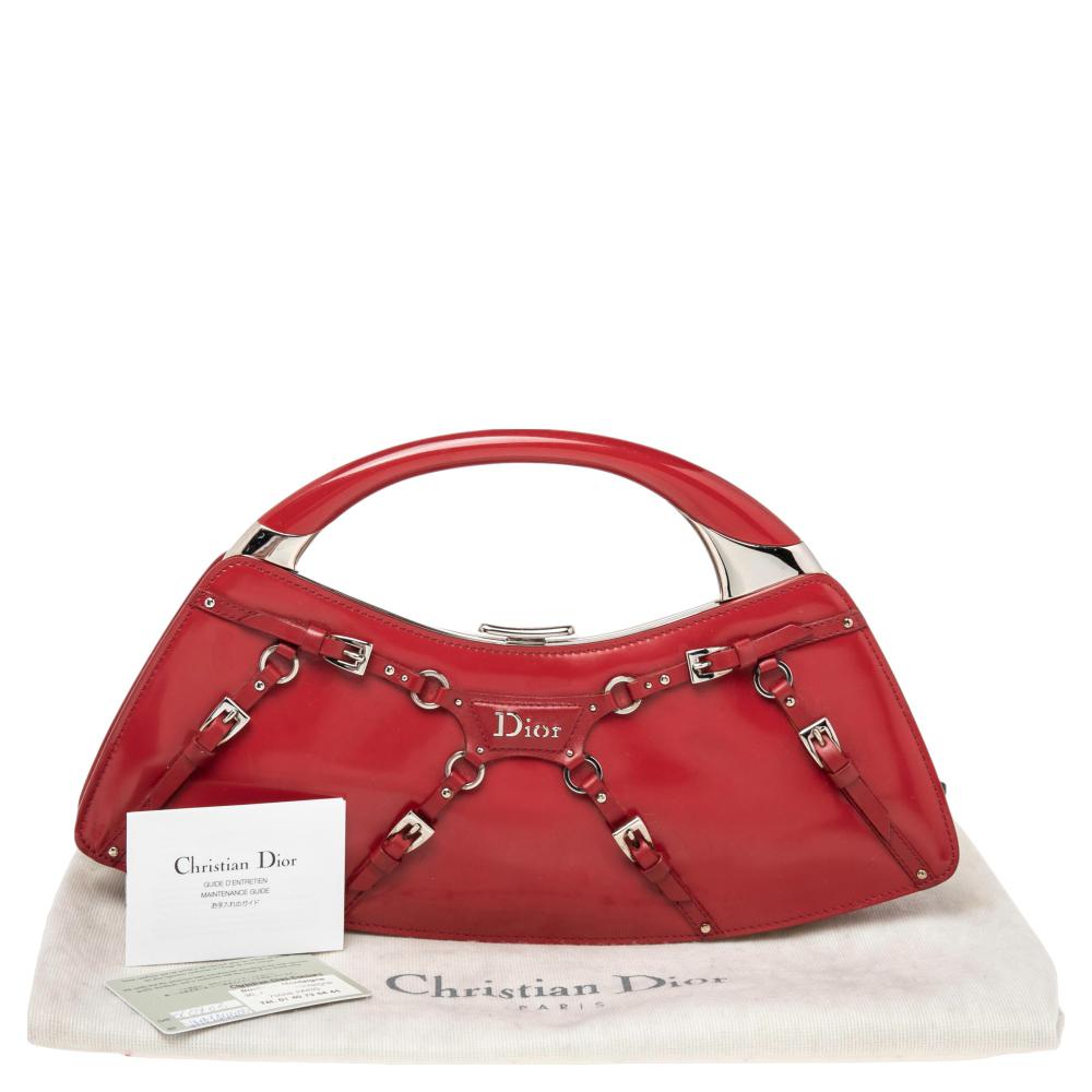 Dior Red Patent Leather Mini Logo buckled Clutch 7