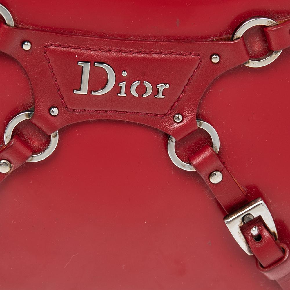 Dior Red Patent Leather Mini Logo buckled Clutch 2
