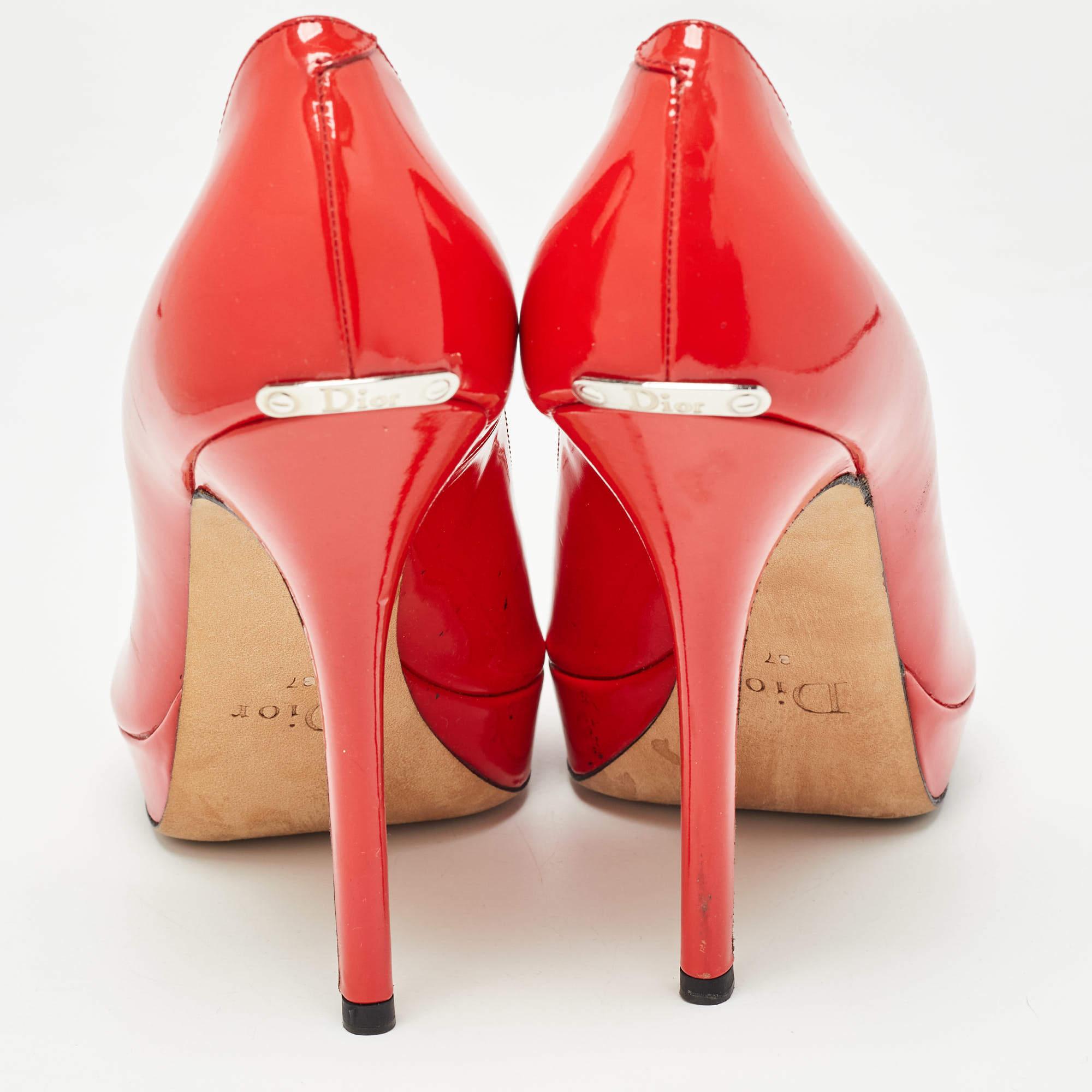 Dior Red Patent Leather Miss Dior Pumps Size 37 For Sale 1