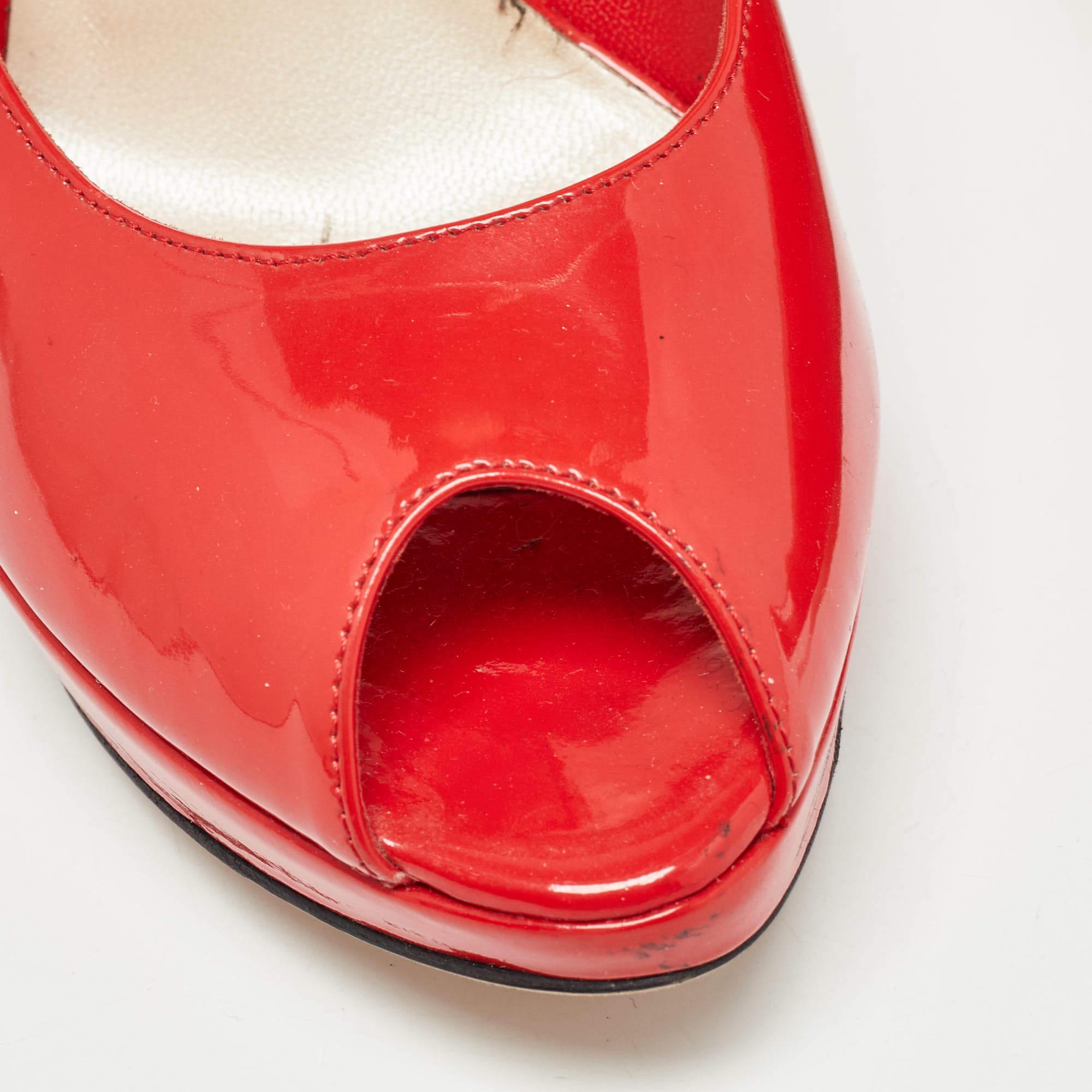 Dior Red Patent Leather Miss Dior Pumps Size 37 For Sale 4