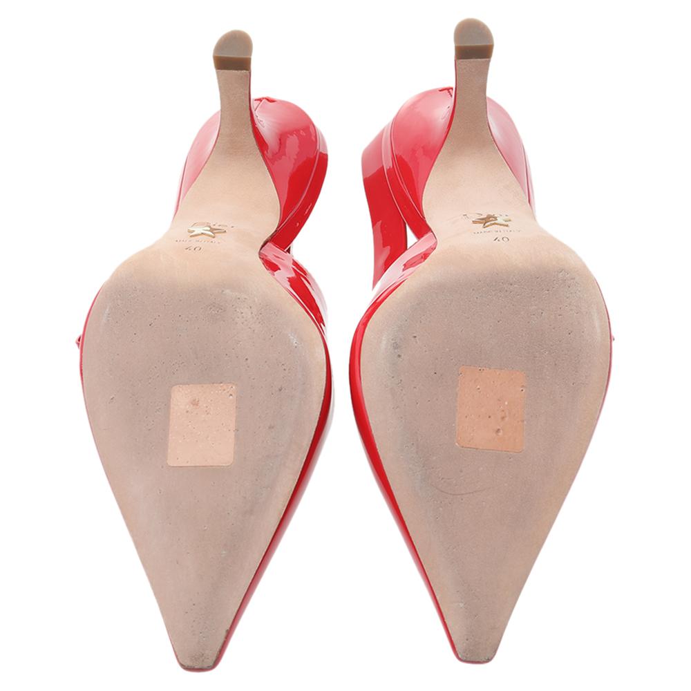 Women's Dior Red Patent Leather Slingback Sandals Size 40