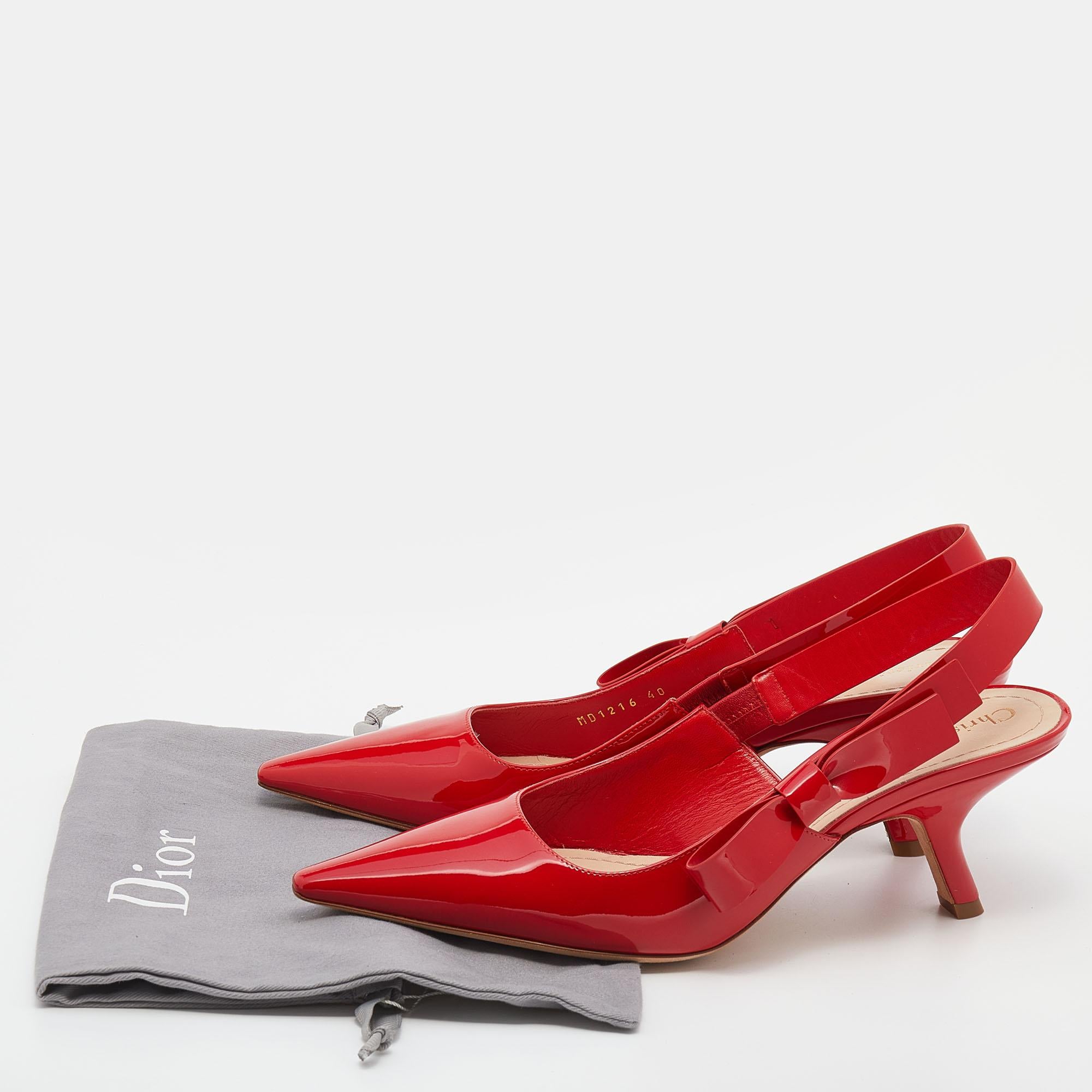 Dior Red Patent Leather Slingback Sandals Size 40 1