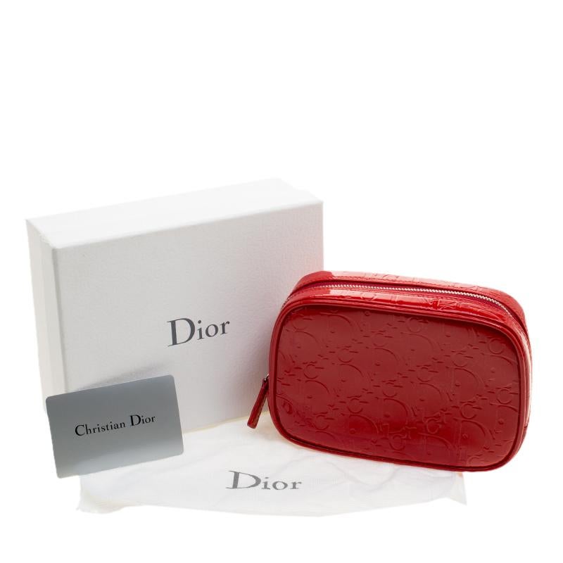 Dior Red Patent Leather Trousse Cosmetic Bag For Sale at 1stDibs