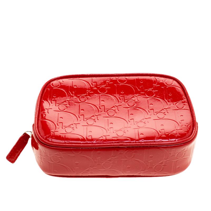 Dior Rote Lackleder-Kosmetiktasche Damen