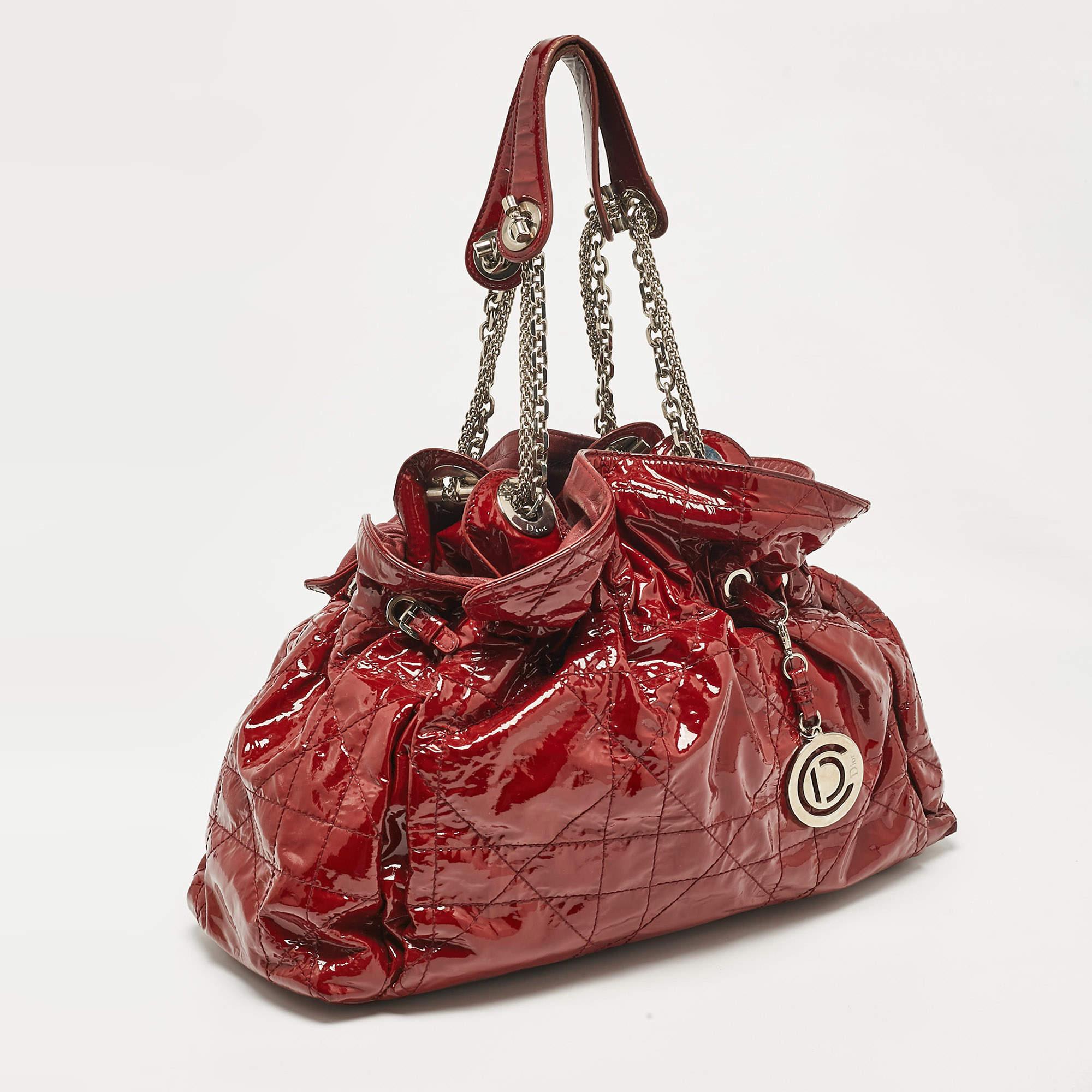 Brown Dior Red Patent Patent Leather Le Trente Tote For Sale