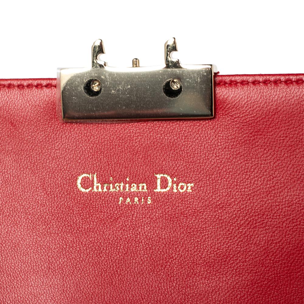 Dior Red/Pink Cannage Leather Miss Dior Promenade Chain Clutch 4