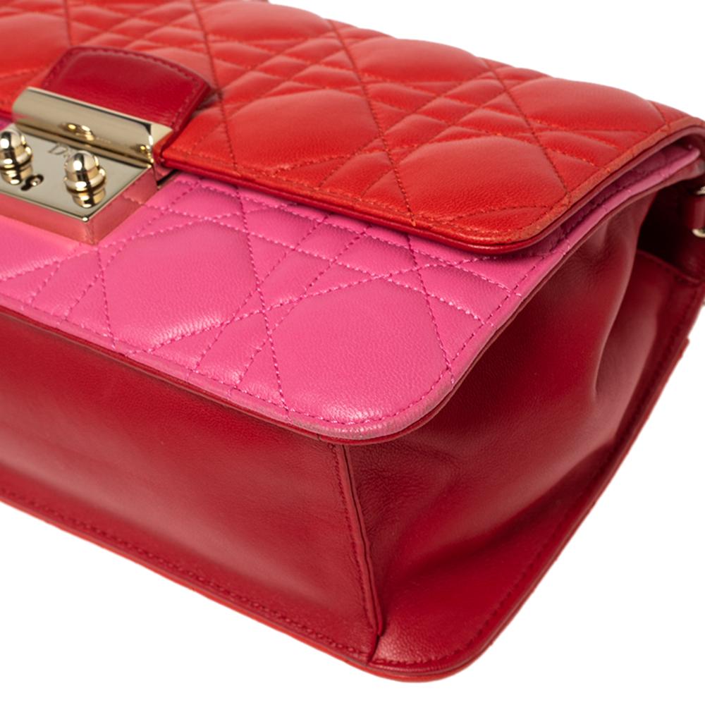 Dior Red/Pink Cannage Leather Miss Dior Promenade Chain Clutch 1