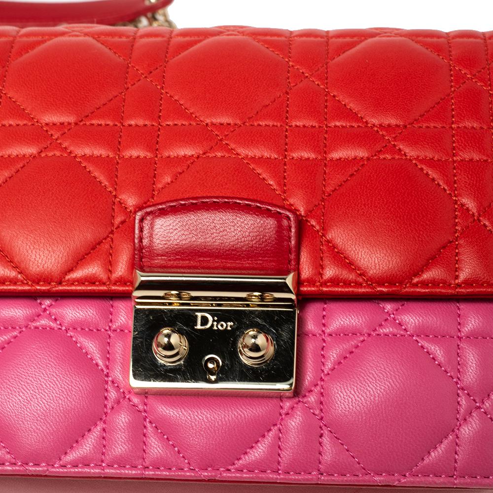 Dior Red/Pink Cannage Leather Miss Dior Promenade Chain Clutch 2