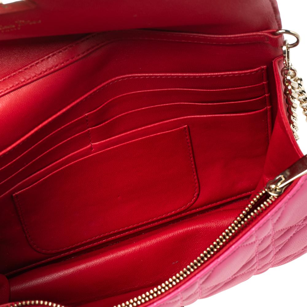 Dior Red/Pink Cannage Leather Miss Dior Promenade Chain Clutch 3